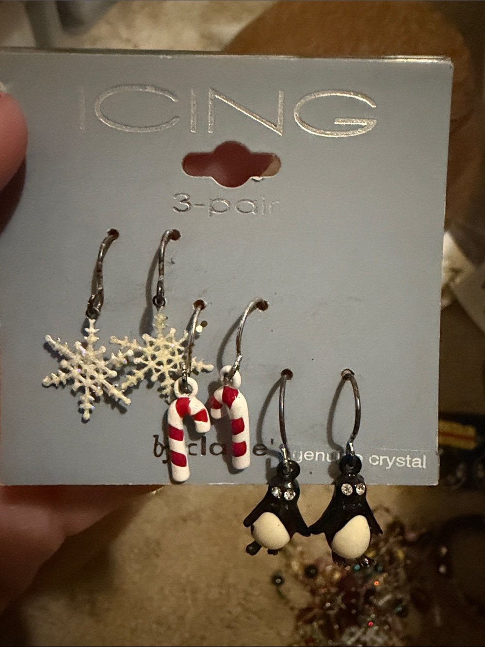 3 pair Christmas earrings